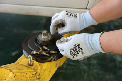 CutPro 18-Gauge HPPE Cut-Resistant Gloves, Polyurethane-Coated Palm, Knit Wrist