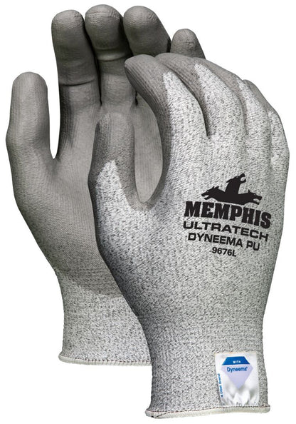 CutPro 13-Gauge Dyneema Diamond, PU Palm Coat, Knit Wrist, Salt & Pepper