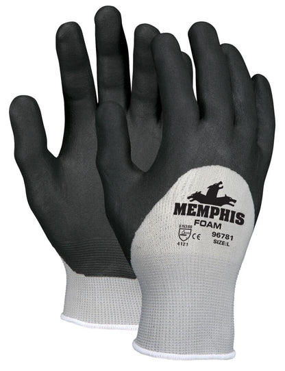 Foam Nitrile-Coated Work Gloves, 13-Gauge Nylon Shell, Knit Wrist