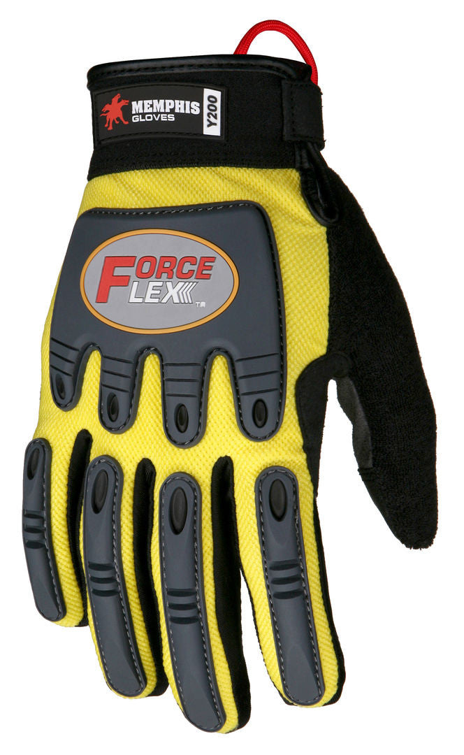 ForceFlex Multi-Task Mechanics Gloves, Synthetic Leather Palm, TPR Metacarpal Protection, Hi-Vis Yellow
