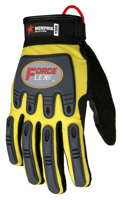 ForceFlex Multi-Task Mechanics Gloves, Synthetic Leather Palm, TPR Metacarpal Protection, Hi-Vis Yellow