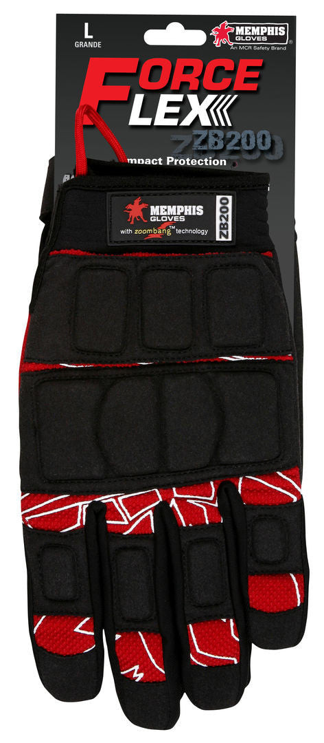 Mechanics Gloves, Zoombang Impact Protection, Synthetic Leather Palm, Adjustable Cuff