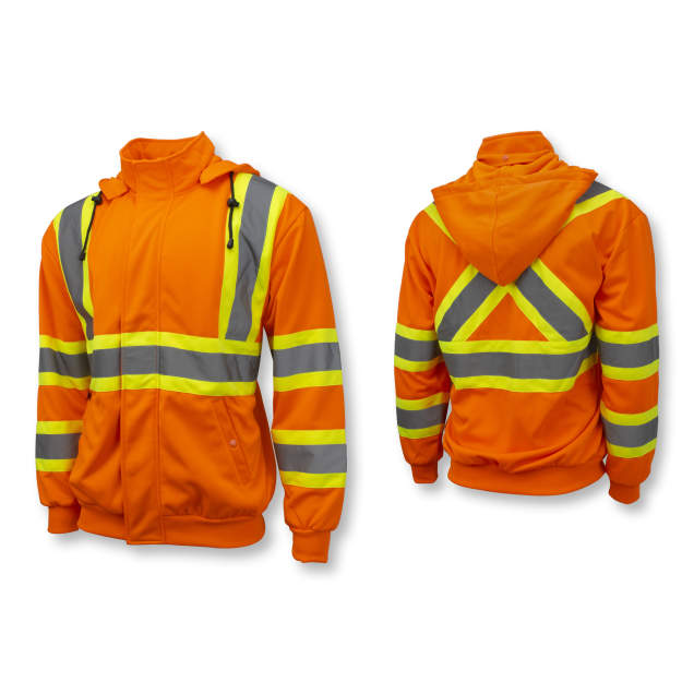 Radians SW01X-2 High Neck Zip Front X-Back Hooded Sweatshirt