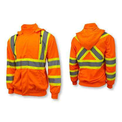 Radians SW01X-2 High Neck Zip Front X-Back Hooded Sweatshirt