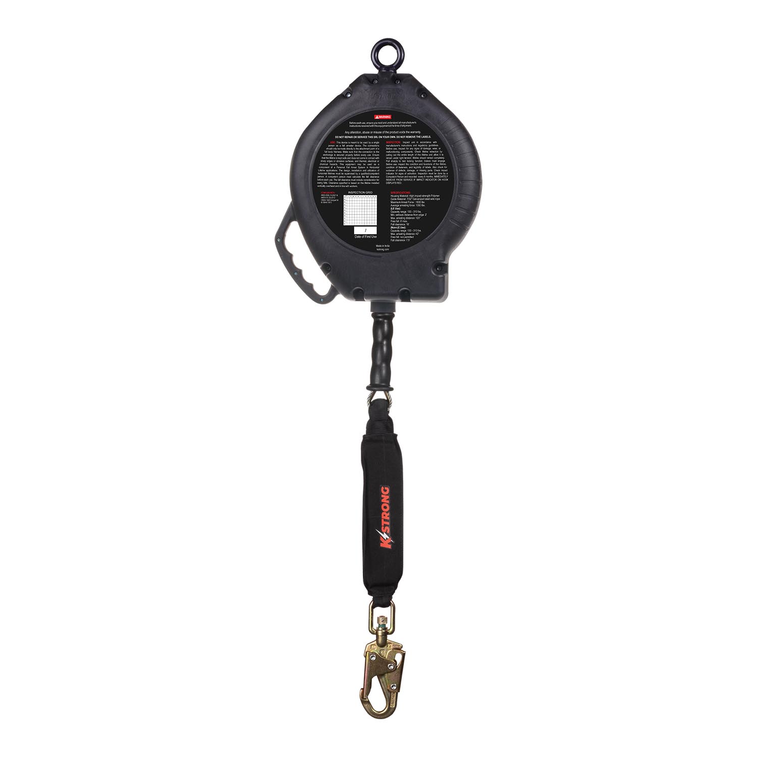 KStrong® BRUTE™ LE 80 ft. Cable Leading Edge SRL with Swivel Snap Hook. Includes Installation Carabiner and Tagline (ANSI)