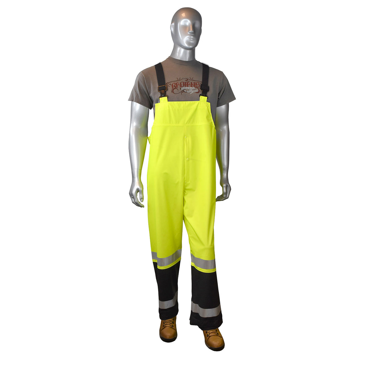 Radians RW07O-ESGV - RW07 High Visibility Rainwear Overalls - Hi-Vis Green / Black