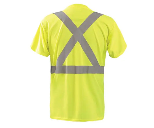 Occunomix Short Sleeve Wicking Birdseye X-Back T-Shirt W/Pocket Hi-Vis Shirts Orange S model LUX-SSTP2BX-OS