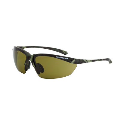 Crossfire SNIPER - Premium Safety Eyewear - Crystal Brown Frame - HD Brown Mirror Lens - Military Green Camo / HD Green