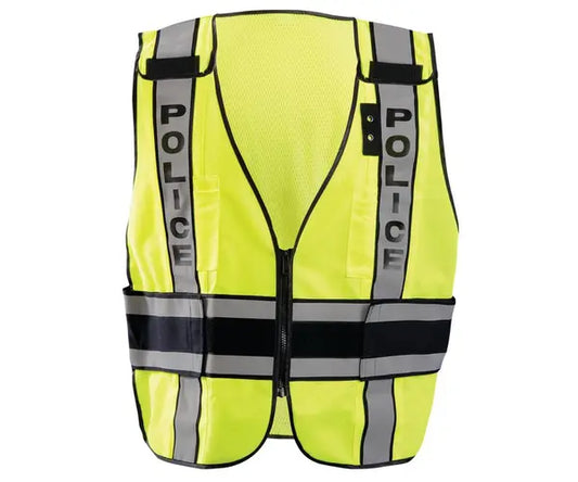 Occunomix Deluxe Solid/Mesh Breakaway Public Safety Vest W/Dor Police Hi-Vis Safety Vests Yellow R model LUX-DPSP-DOR-R
