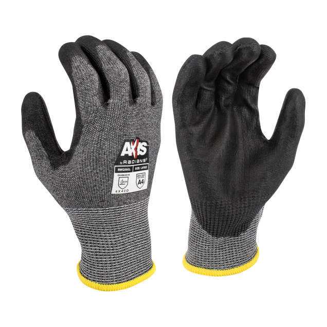 Radians RWG560XS RWG560 AXIS™ Cut Protection Level A4 PU Coated Glove – 13-Gauge, Polyurethane Gloves PPE