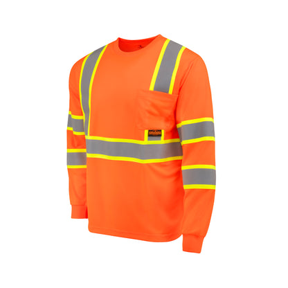Radians ST41-3 - Class 3 Mesh Long Sleeve T-Shirt with Contrast Trim - Hi-Vis Orange