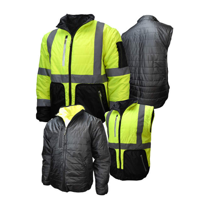 Radians SJ510 Quilted Reversible Jacket with Zip-Off Sleeves