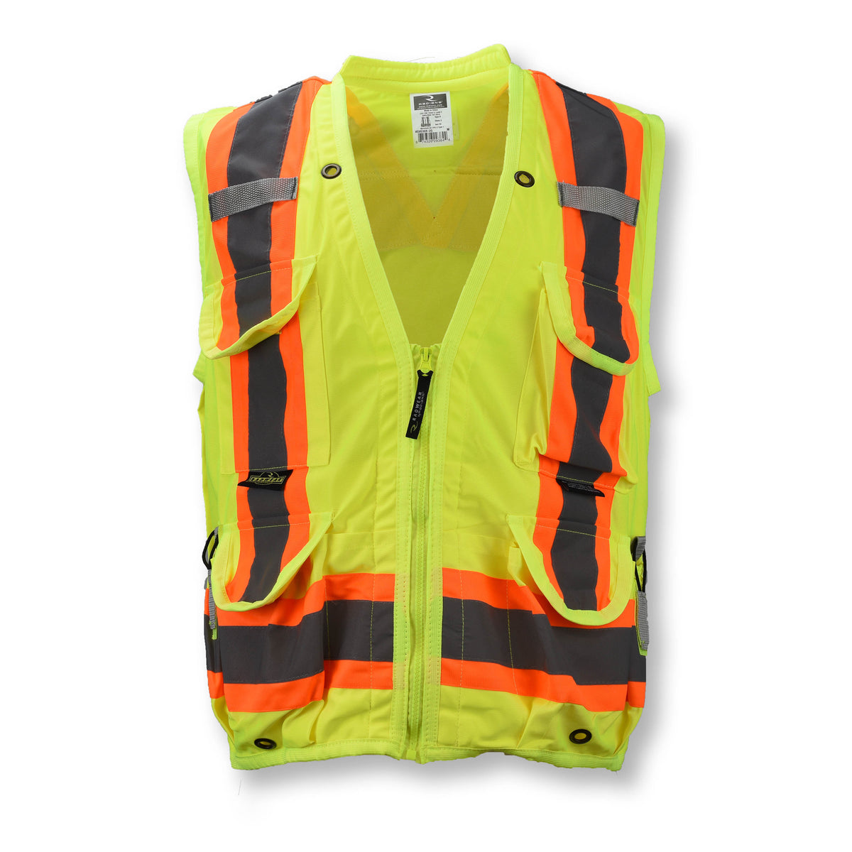 Radians SV030X-2 - Heavy Duty 10-Pocket Cruiser Vest with Back Pouch X-Back - Hi Vis Green - additional view