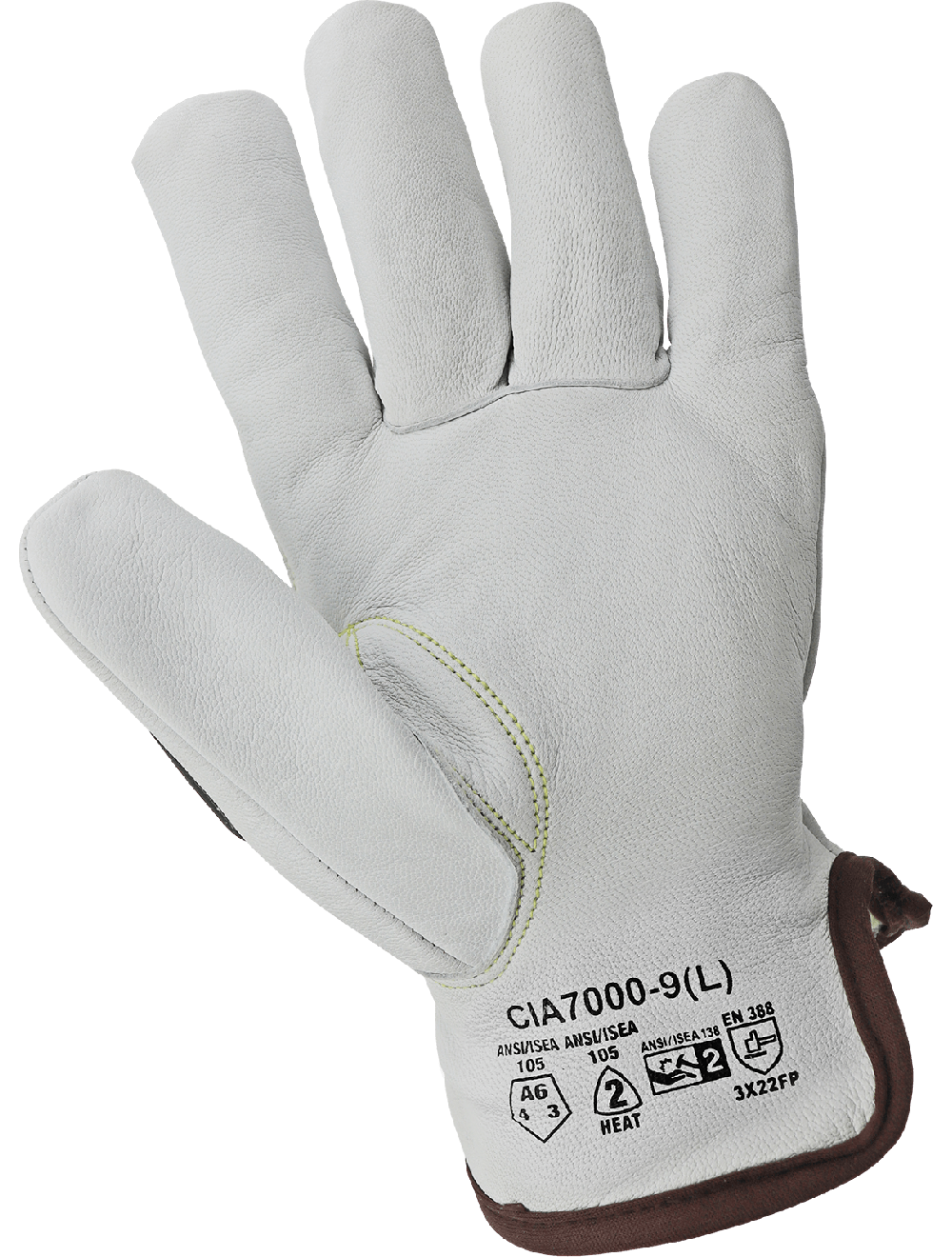 Cut and Impact Resistant Goatskin Leather Drivers Gloves with Heat Resistant Aralene® - CIA7000 - Drivers Gloves - cut level A6 - yellow