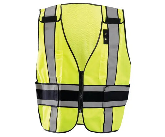 Occunomix Deluxe Solid/Mesh Breakaway Public Safety Vest W/Dor Plain Hi-Vis Safety Vests Yellow R model LUX-DPS-DOR-R