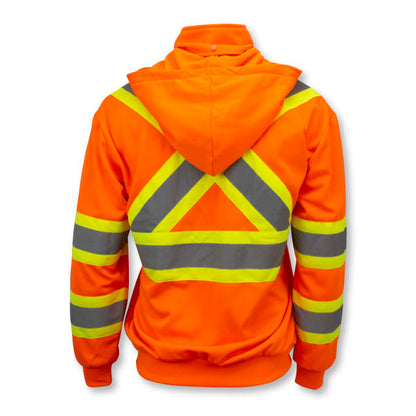 Radians SW01X-2 High Neck Zip Front X-Back Hooded Sweatshirt