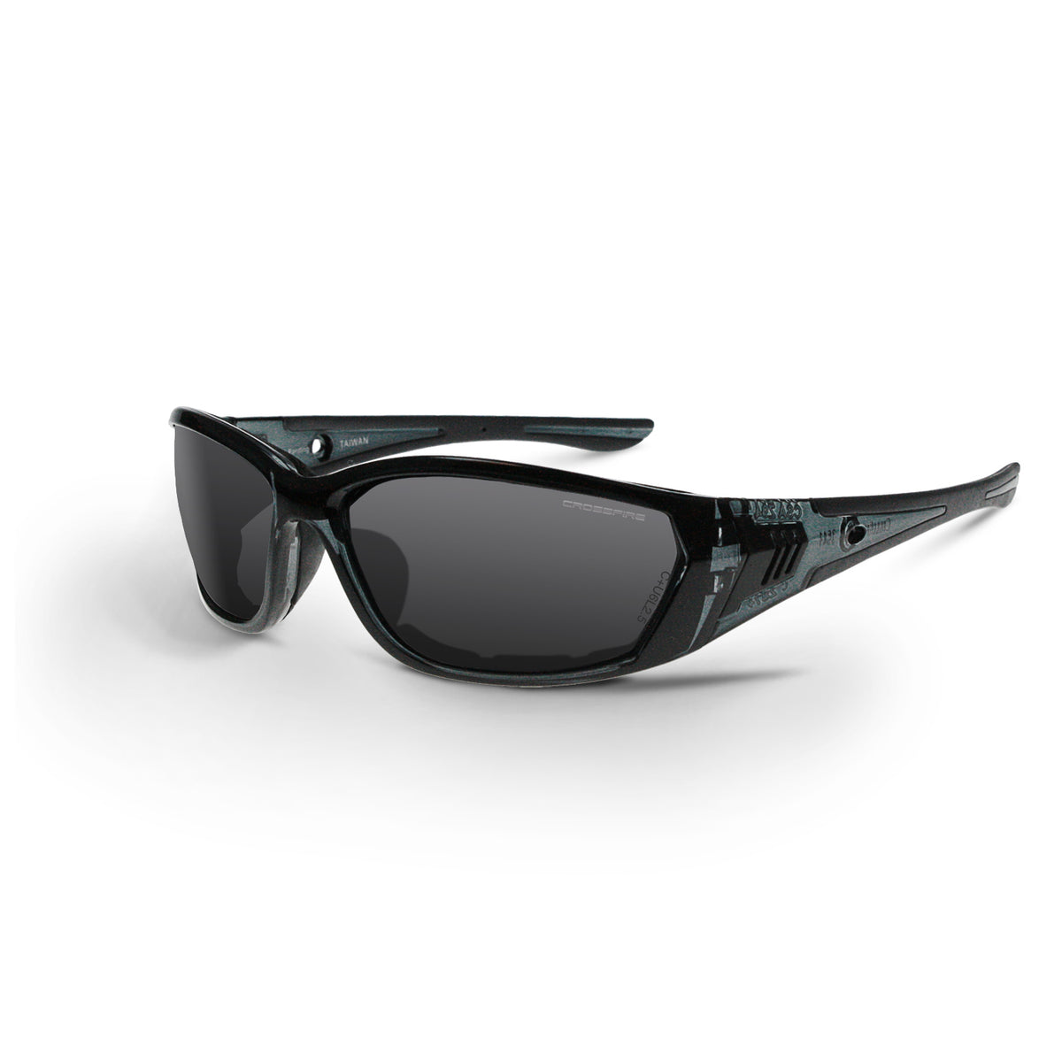 Crossfire 710 - Foam Lined Safety Eyewear - Crystal Black Frame - Smoke Anti-Fog Lens - Crystal Black / Smoke AF