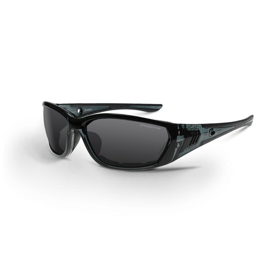 Crossfire 710 - Foam Lined Safety Eyewear - Crystal Black Frame - Smoke Anti-Fog Lens - Crystal Black / Smoke AF