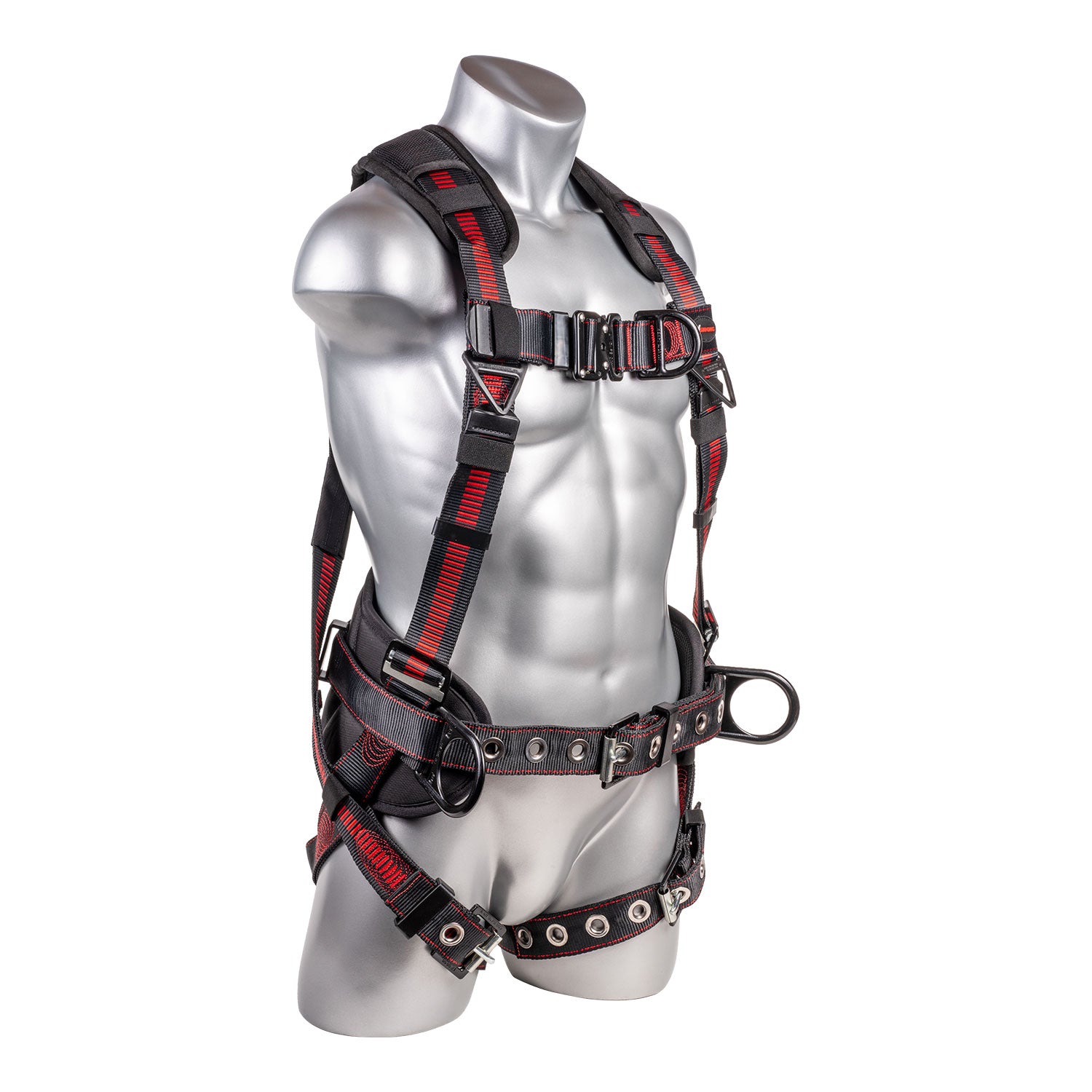 KStrong® Kapture™ Epic 5-Point Full Body Harness, Enhanced Dorsal D-ring Plus™, Front D-ring, 2 Side D-rings, Waist Pad w/ Removable Tool Belt, Back/Shoulder Pad, QC Chest and TB Legs – (ANSI)