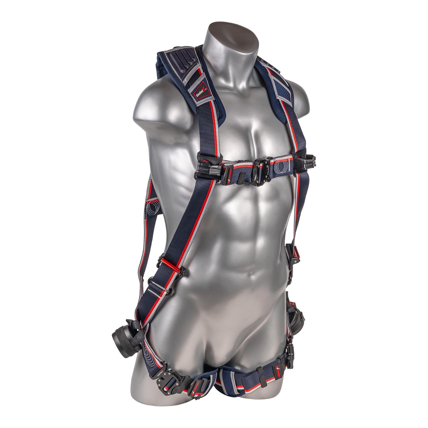 KStrong® EndurX™ 5-Point Full Body Harness, Abrasion Resistant Shoulder Pad, Deluxe Leg Pads, Enhanced Dorsal D-ring Plus™, Quick Slide Adjusters, Trauma Relief Straps, QC Chest/Legs, All Aluminum Hardware (ANSI)