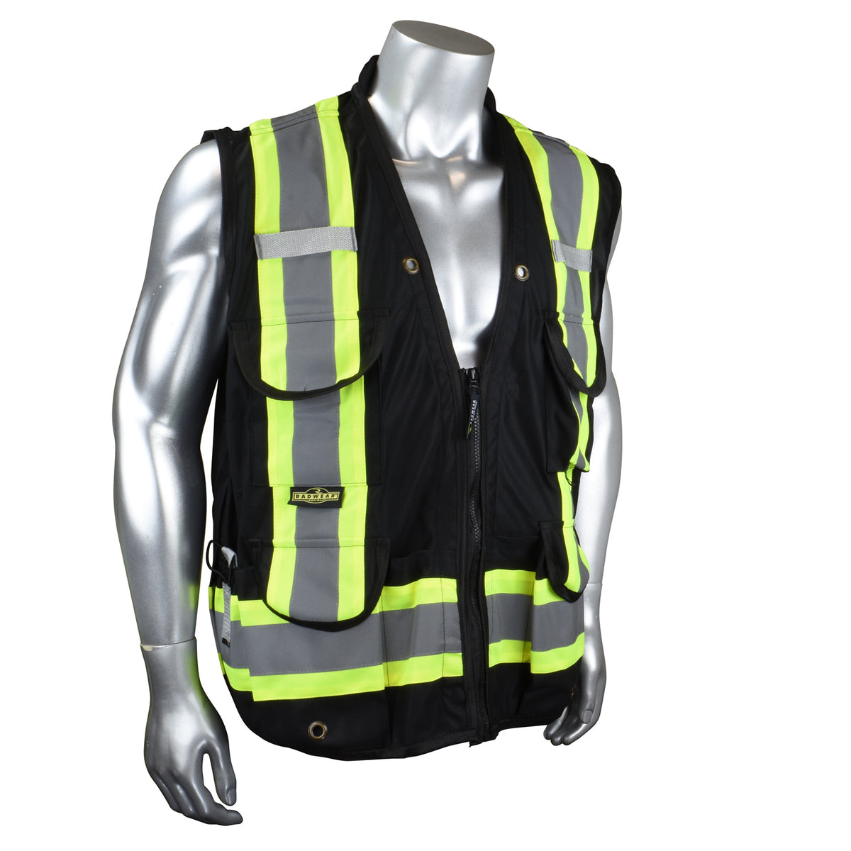 Radians SV030X-1 - Heavy Duty 10-Pocket Cruiser Vest with Back Pouch X-Back - Black