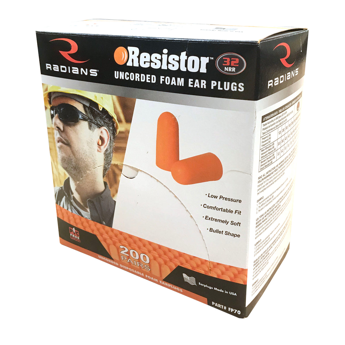 Radians FP70 - Resistor® 32 Disposable Foam Earplugs - Uncorded - additional view
