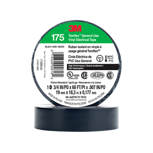 3M 3M TEMFLEX 175 BLACK 3/4in x 60FT 076308-92618