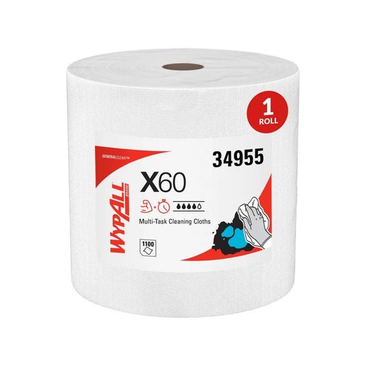 Kimberly-Clark Professional WypAll X60 Teri Wiper Jumbo Roll Wht 1-100 Per R - Kimberly-Clark Professional