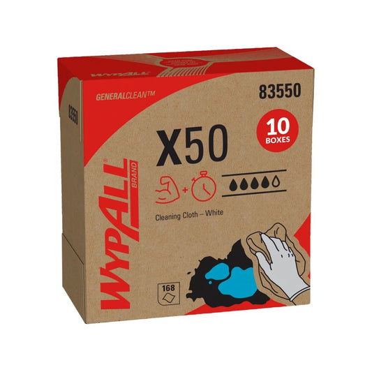 WypAll (Box / 176) WypAll X50 Wipers White 8.34" X 12.5" - WypAll
