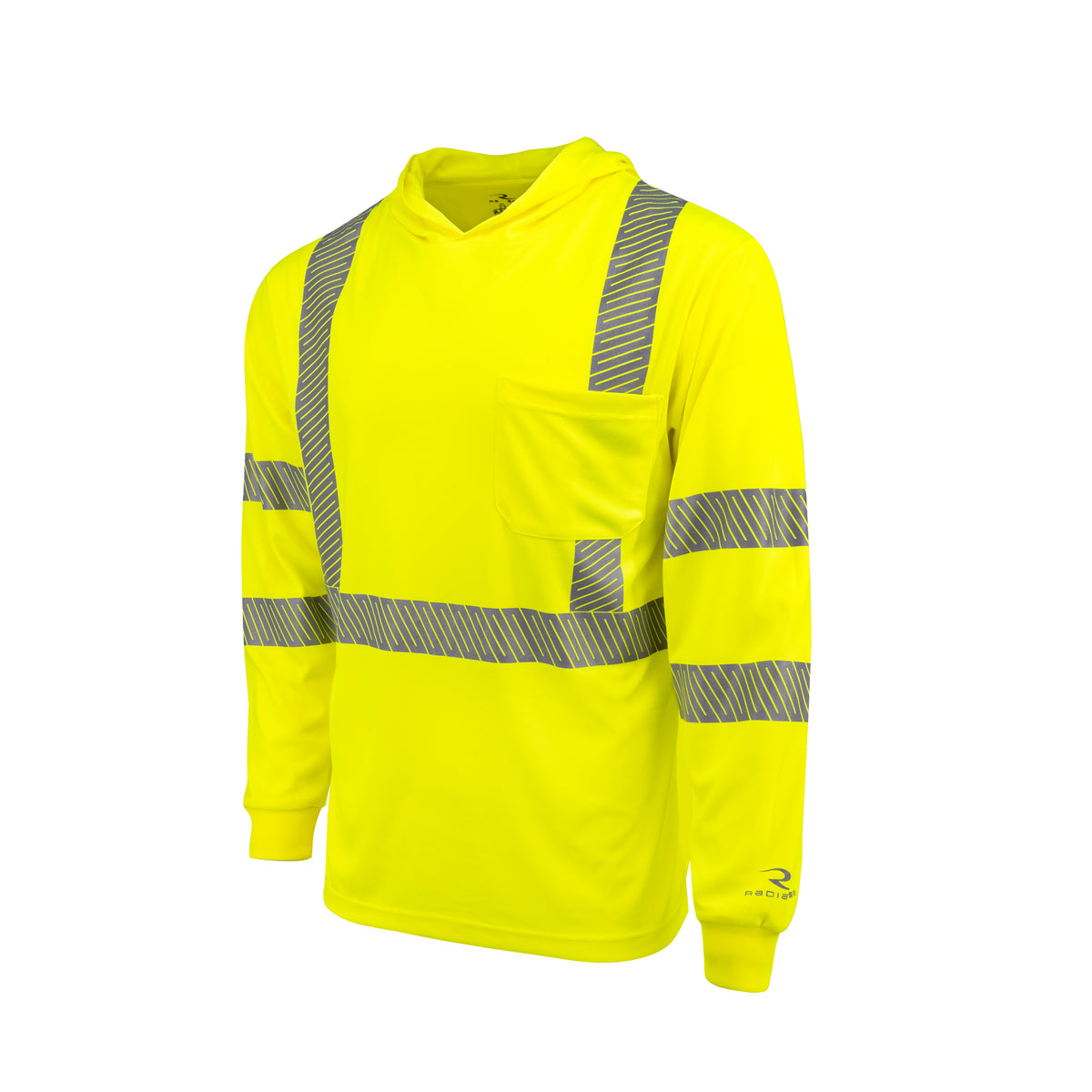 Radians ST61-3 - Hooded Type R Class 3 Mesh Long Sleeve T-Shirt - Hi-Vis Green