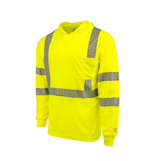 Radians ST61-3 - Hooded Type R Class 3 Mesh Long Sleeve T-Shirt - Hi-Vis Green