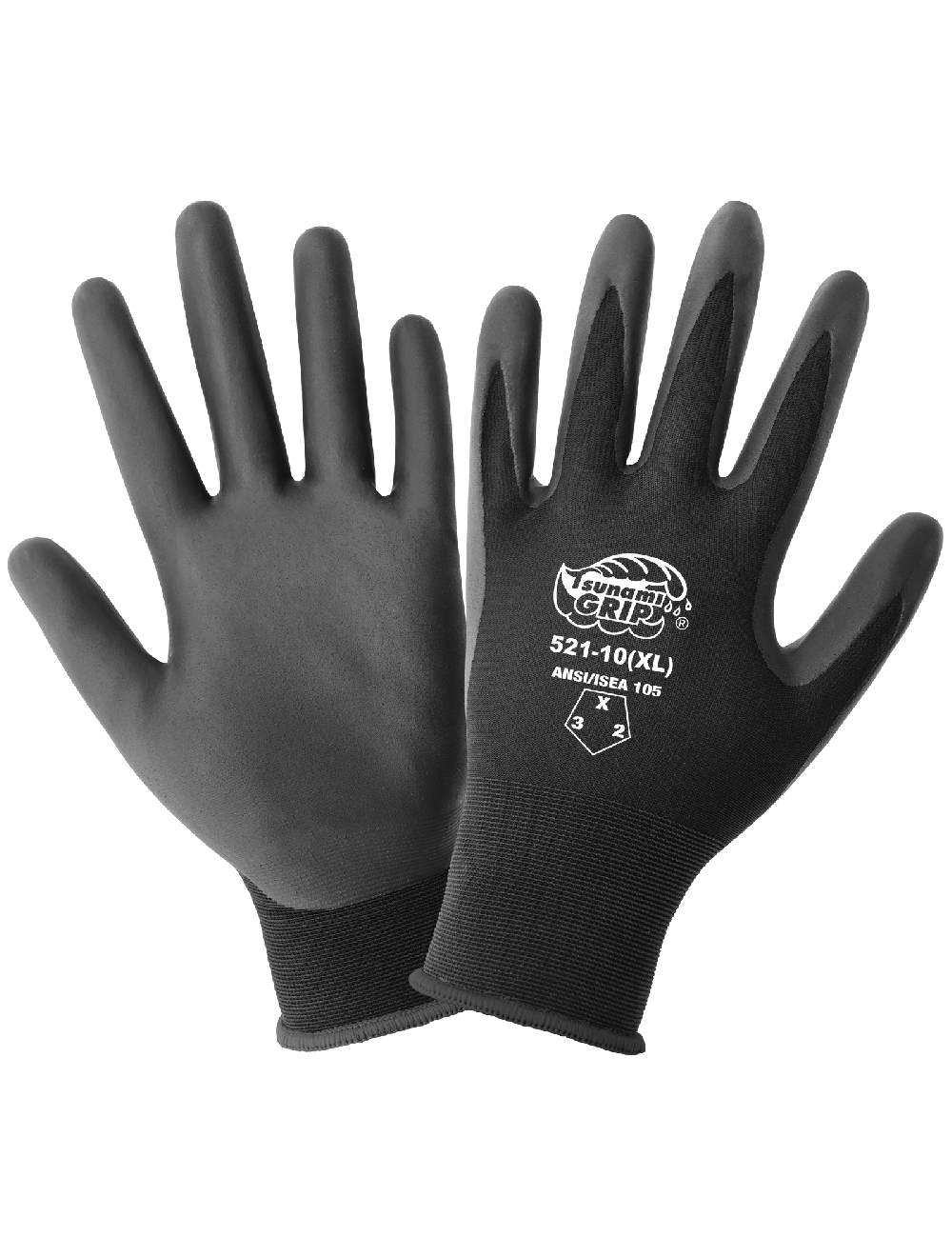 Tsunami Grip® - 521 - General Purpose Coated Gloves - foam nitrile coating - black