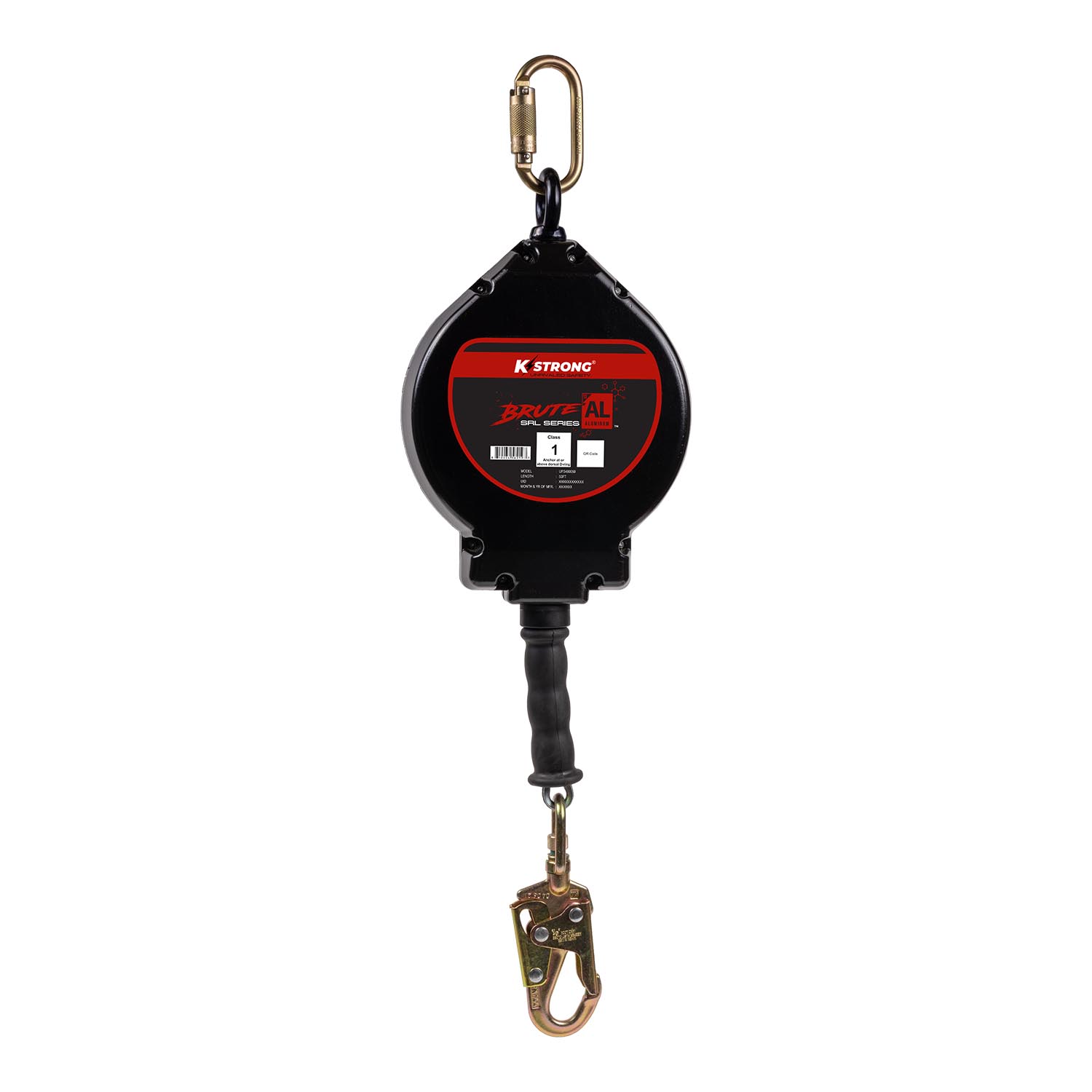 KStrong® BRUTE-AL™ 50 ft. Aluminum Housing Cable SRL with Snap Hook. Includes Installation Carabiner and Tagline (ANSI).