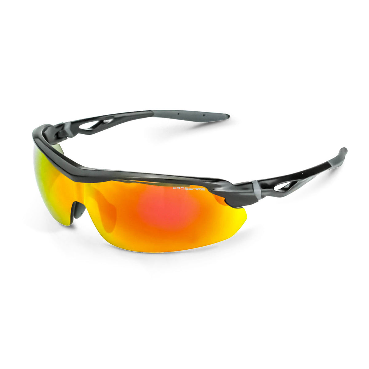 Crossfire CIRRUS - Premium Safety Eyewear - Burnt Orange Frame - Gold Mirror Lens - Shiny Black / Red Mirror