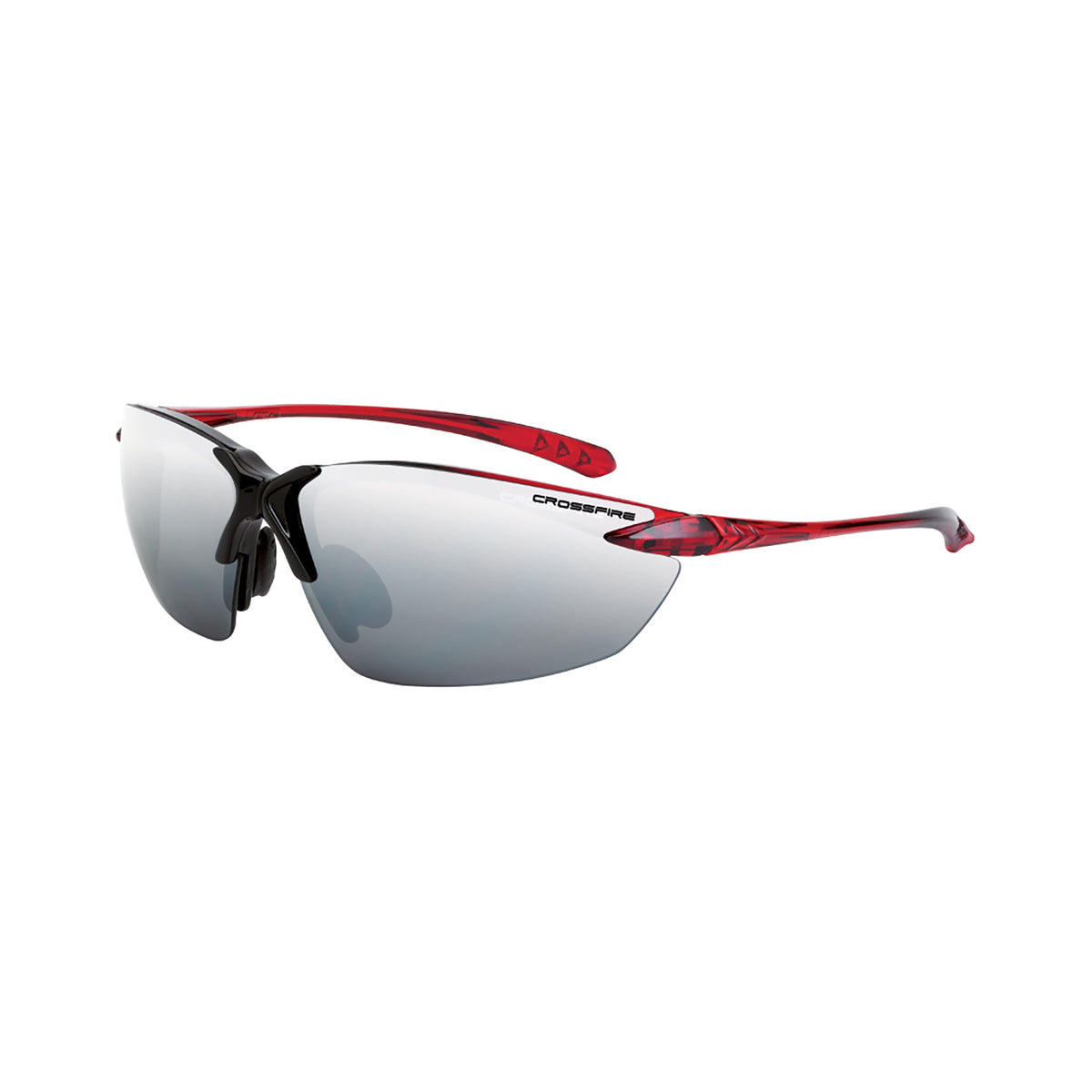 Crossfire SNIPER - Premium Safety Eyewear - Crystal Brown Frame - HD Brown Mirror Lens - Shiny Black / Burgandy Red / Silver Mirror