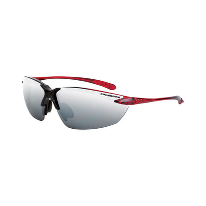 Crossfire SNIPER - Premium Safety Eyewear - Crystal Brown Frame - HD Brown Mirror Lens - Shiny Black / Burgandy Red / Silver Mirror
