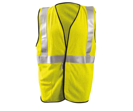 Occunomix Premium Flame Resistant Single Stripe Mesh Vest Flame Resistant Safety Apparel Yellow M model LUX-SSGC/FR-YM