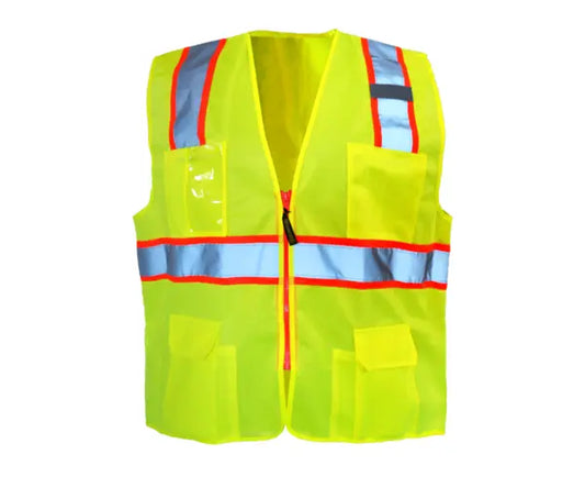 Occunomix Solid Two-Tone Surveyor Vest W/Zipper Hi-Vis Safety Vests Orange S model LUX-ATRANS-OS