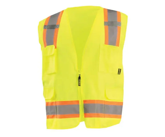 Occunomix Solid Two-Tone Surveyor Vest W/Zipper Hi-Vis Safety Vests Orange S model ECO-ATRANS-OS
