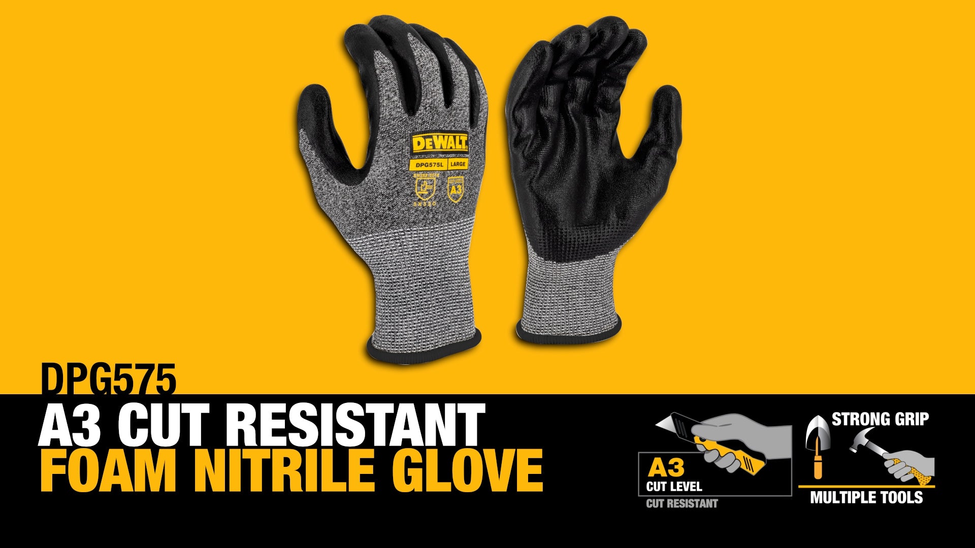 DEWALT DPG575 Foam Nitrile A3 Cut Glove