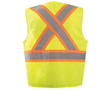 Mesh Two-Tone Surveyor X-Back Vest W/Zipper