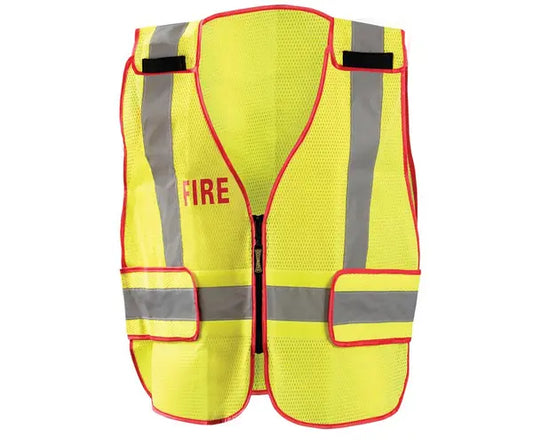 Occunomix Mesh Public Safety Breakaway Vest W/Dor Fire Hi-Vis Safety Vests Yellow R model LUX-PSF-DOR-R