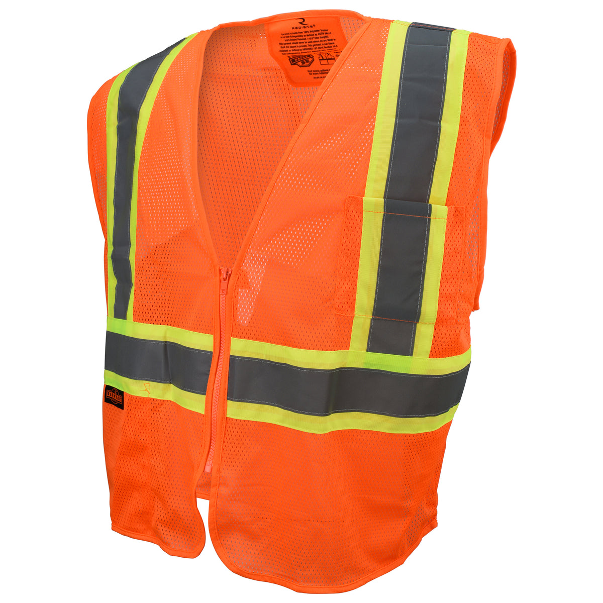 Radians SV225-2ZOM-M Hi-Vis Orange SV225 Class 2 Self Extinguishing Two-Tone Trim Safety Vest