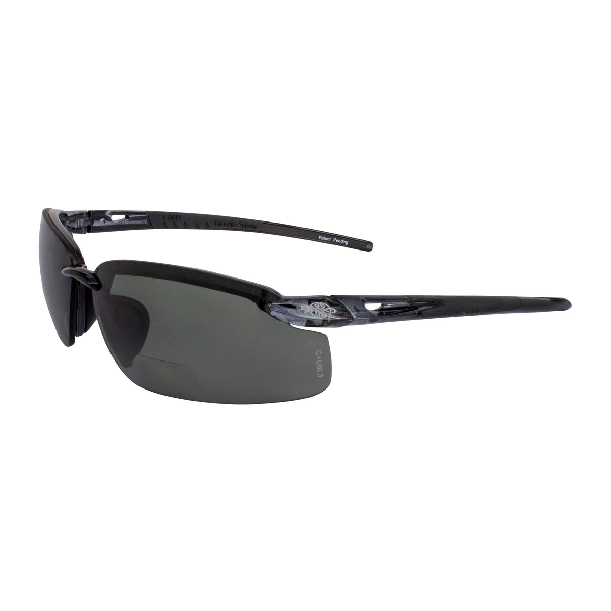 Crossfire ES5-MAG - ES5 Magnifier Safety Eyewear - Crystal Black Frame - Polarized Smoke Lens - 1.5 Diopter - additional view