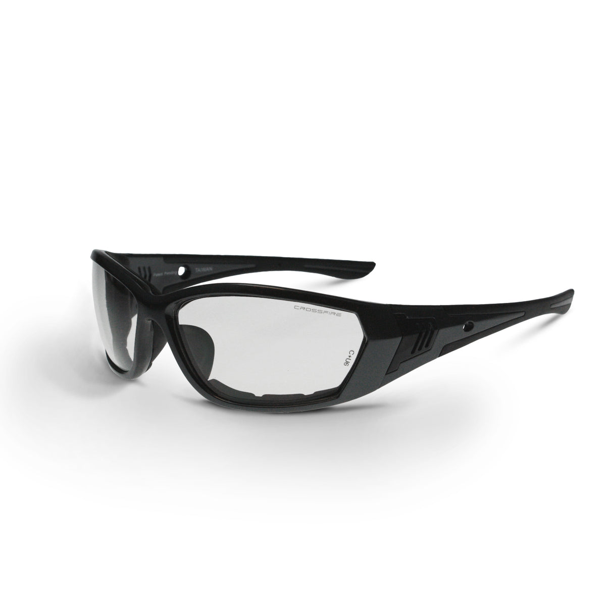 Crossfire 710 - Foam Lined Safety Eyewear - Crystal Black Frame - Smoke Anti-Fog Lens - Pearl Gray / Clear AF