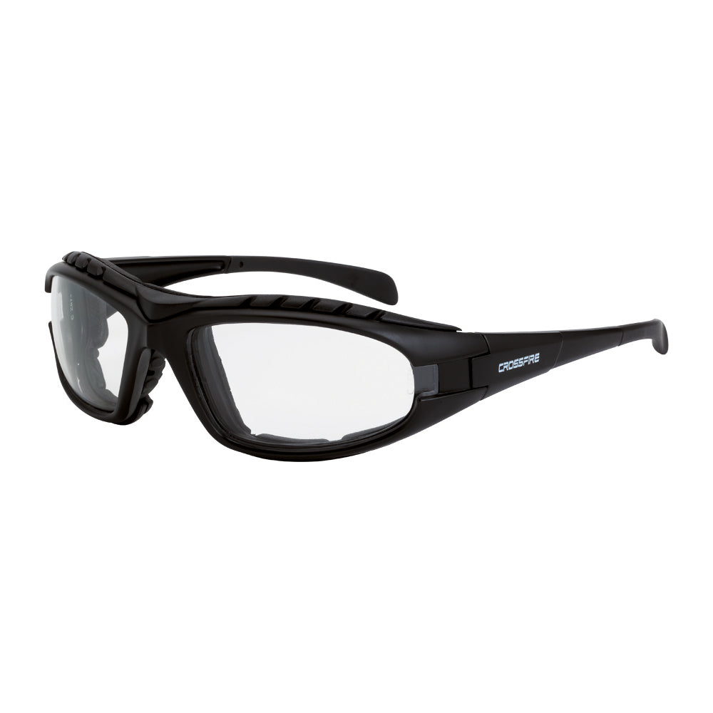 Crossfire DIAMONDBACK - Foam Lined Safety Eyewear - Matte Black Frame - Clear Anti-Fog Lens - Matte Black / Clear AF
