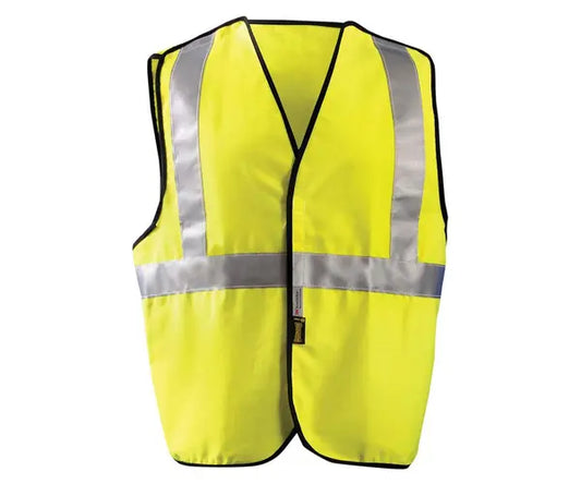 Occunomix Flame Resistant Single Stripe 5-Pt Breakaway Solid Vest Flame Resistant Safety Apparel Yellow M model FR-VCR1312-YM