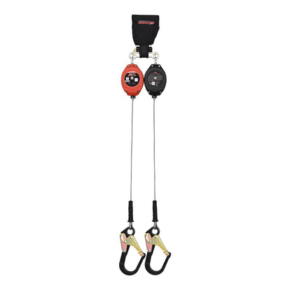 KStrong® BRUTE™ Backer™ LE Dual 8.5 ft. Cable SRL-P with Aluminum Rebar Hooks at Anchorage End, Other End Dorsal Connector Shock Pack Assembly (ANSI)