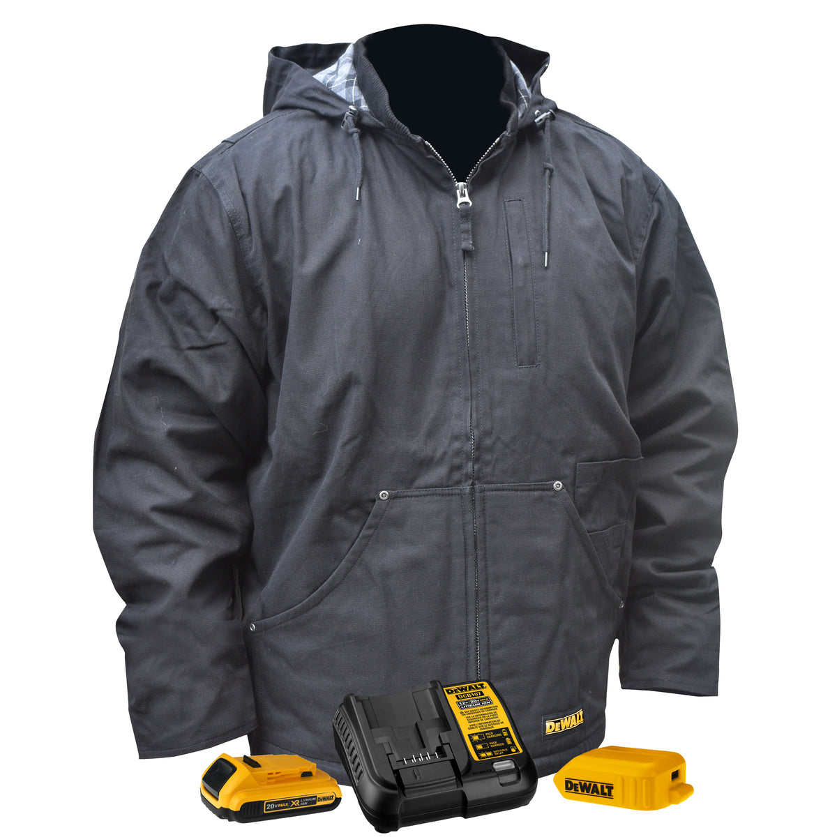 DEWALT DCHJ076ABD1 - DCHJ076AB Men's Heated Heavy Duty Work Coat Kit - Black