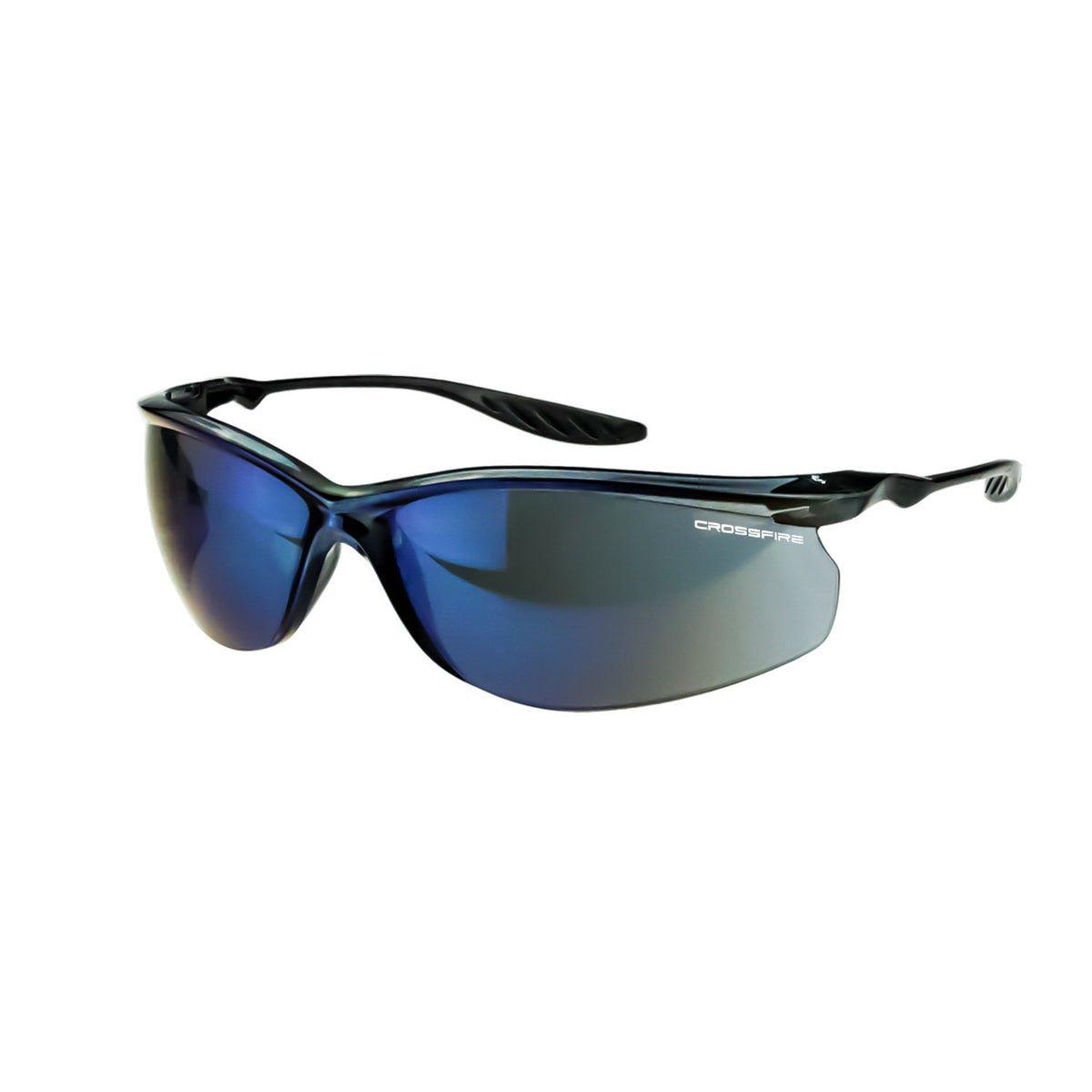Crossfire 24SEVEN - ® Performance Safety Eyewear - Crystal Black Frame - Crystal Black / Blue Mirror